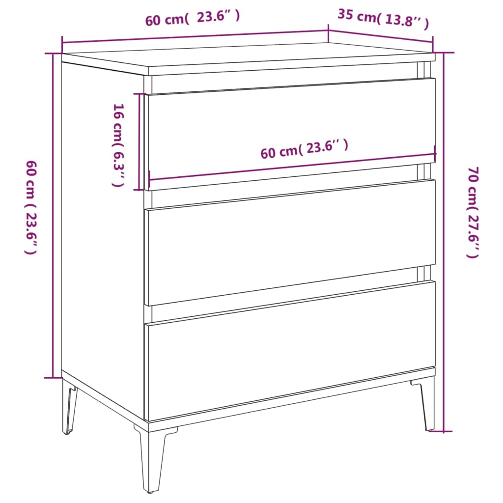 vidaXL Sideboard Grau Sonoma 60x35x70 cm Holzwerkstoff