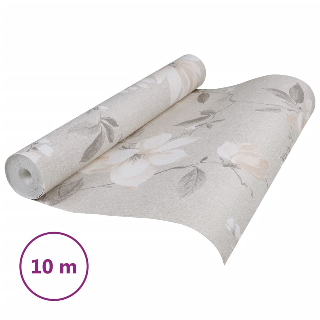 vidaXL Vliestapete 3D Blumenmuster Grau 10x0,53 m