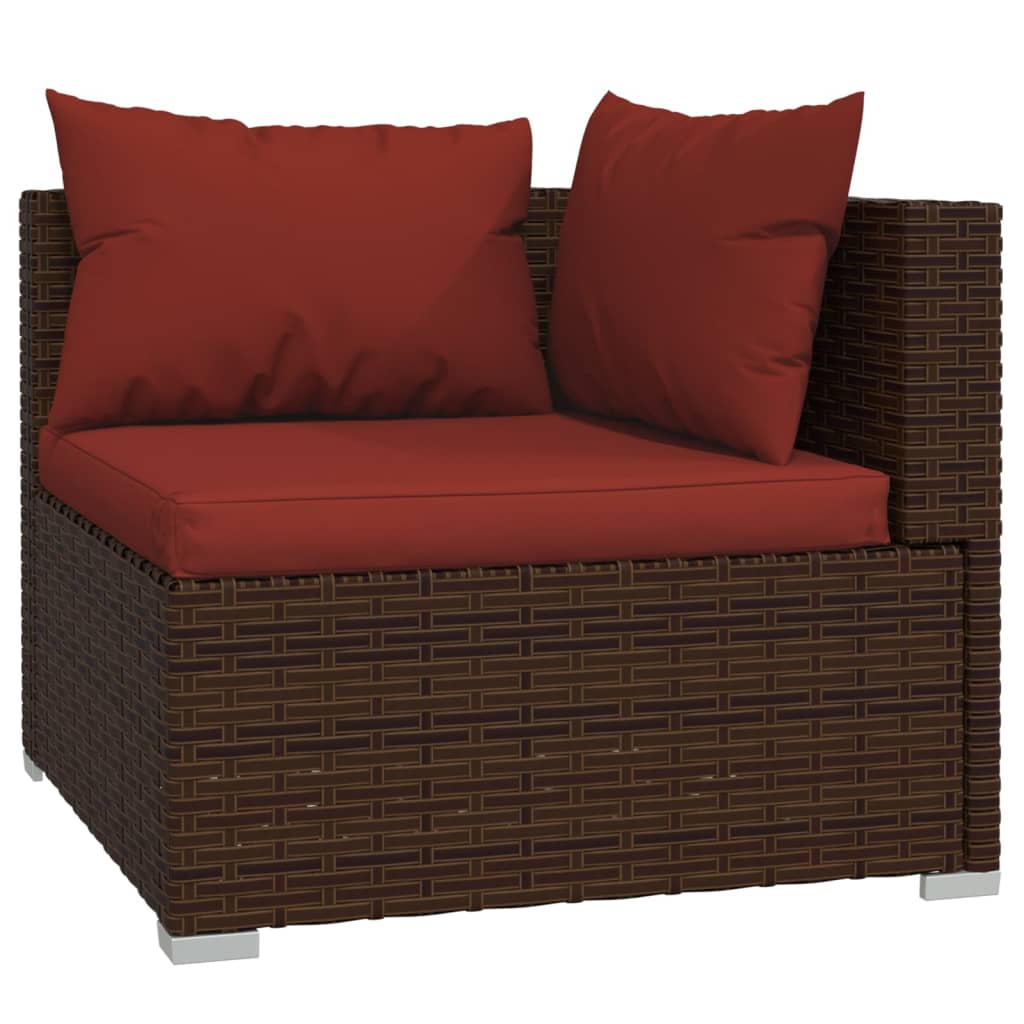 vidaXL 14-tlg. Garten-Lounge-Set mit Kissen Braun Poly Rattan