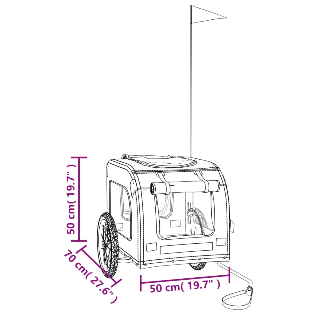 vidaXL Fahrradanhänger Hunde Schwarz Oxford-Gewebe und Eisen