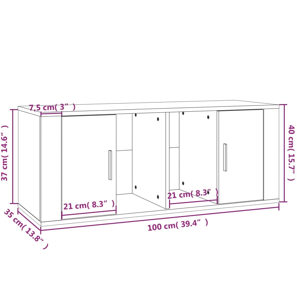 vidaXL TV-Schrank Braun Eichen-Optik 100x35x40 cm Holzwerkstoff