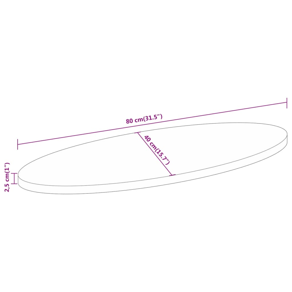 vidaXL Tischplatte 80x40x2,5 cm Oval Massivholz Mango