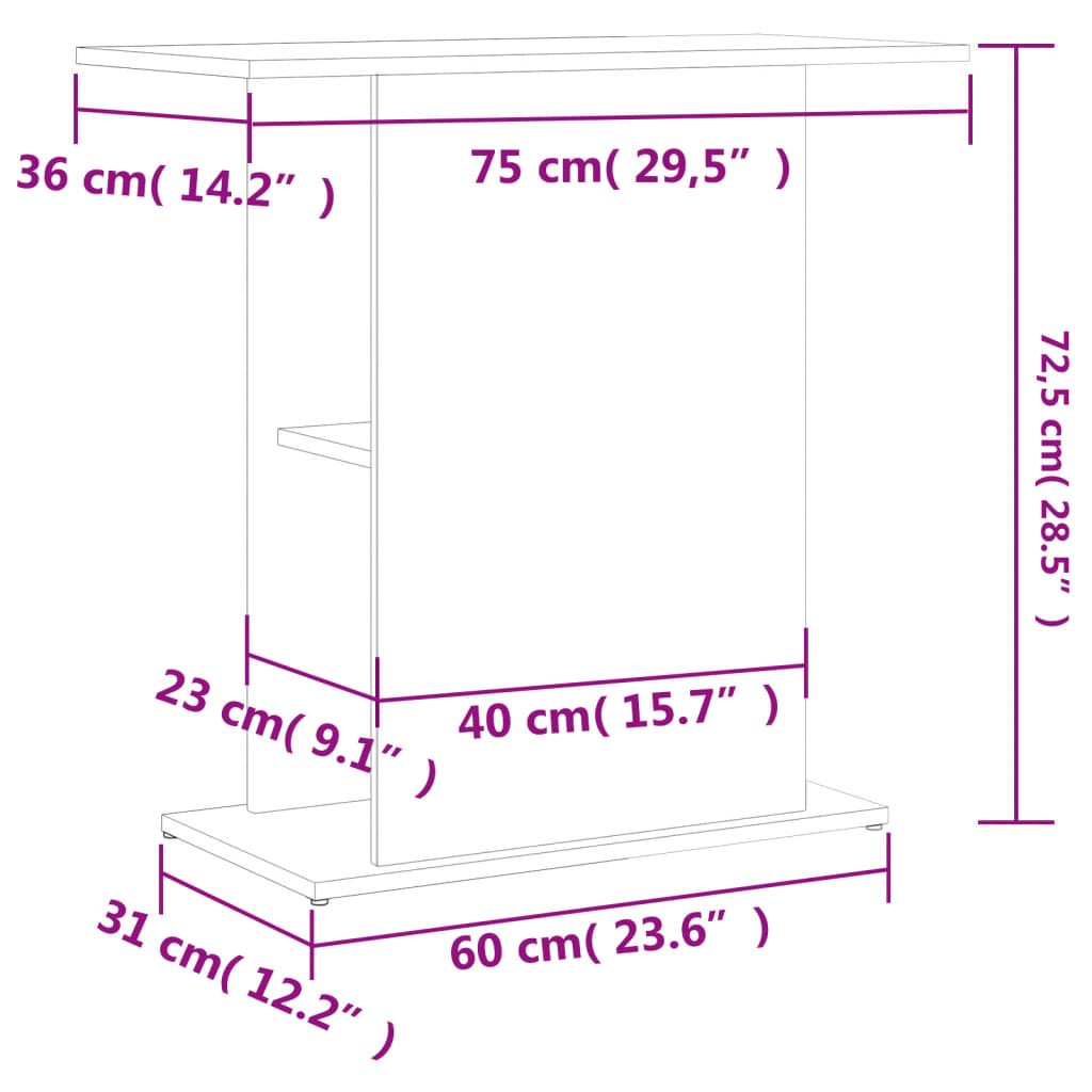 vidaXL Aquariumständer Betongrau 75x36x72,5 cm Holzwerkstoff