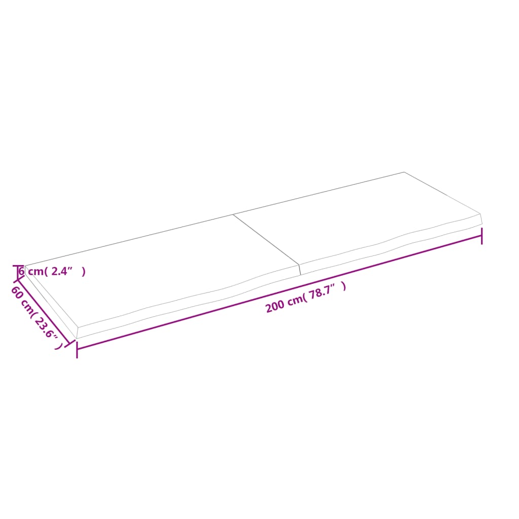 vidaXL Waschtischplatte Dunkelbraun 200x60x(2-6)cm Massivholz