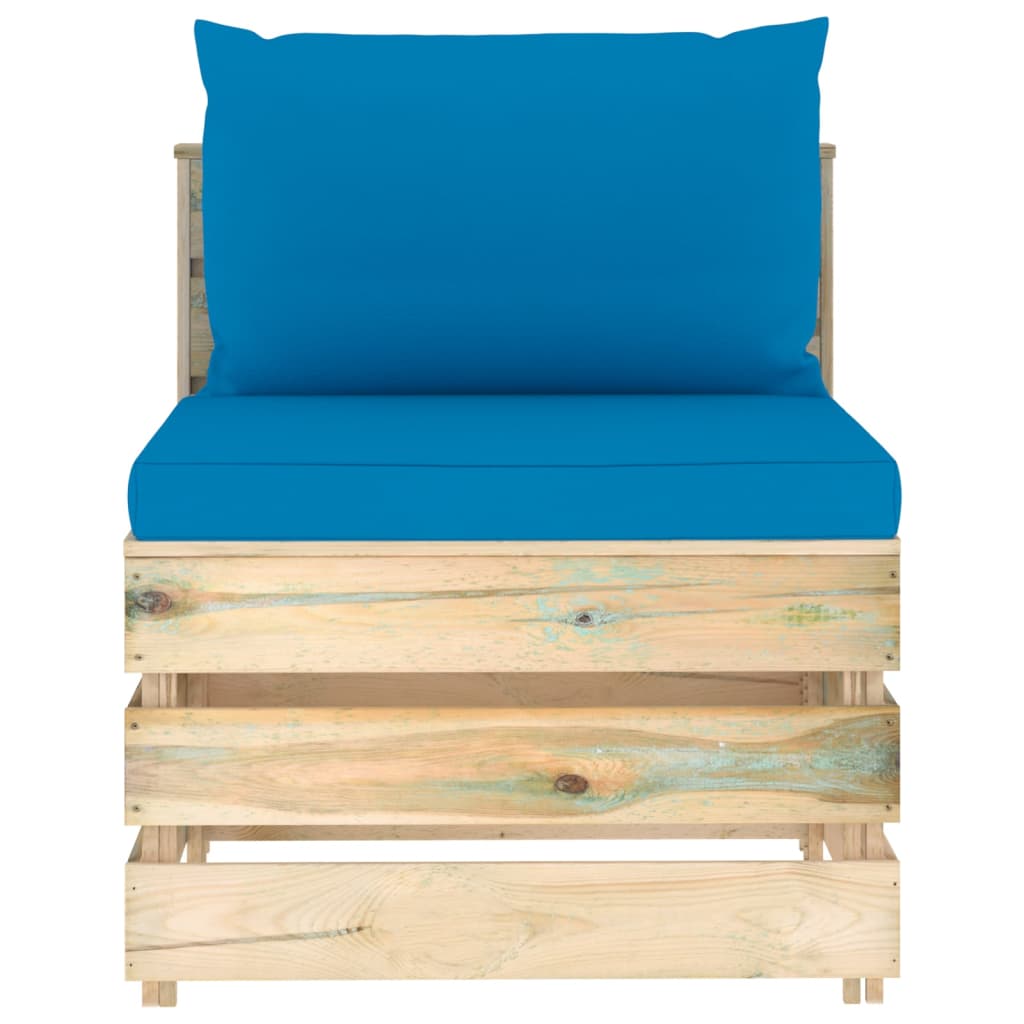 vidaXL 4-Sitzer Outdoor-Sofa mit Kissen Grün Imprägniertes Holz