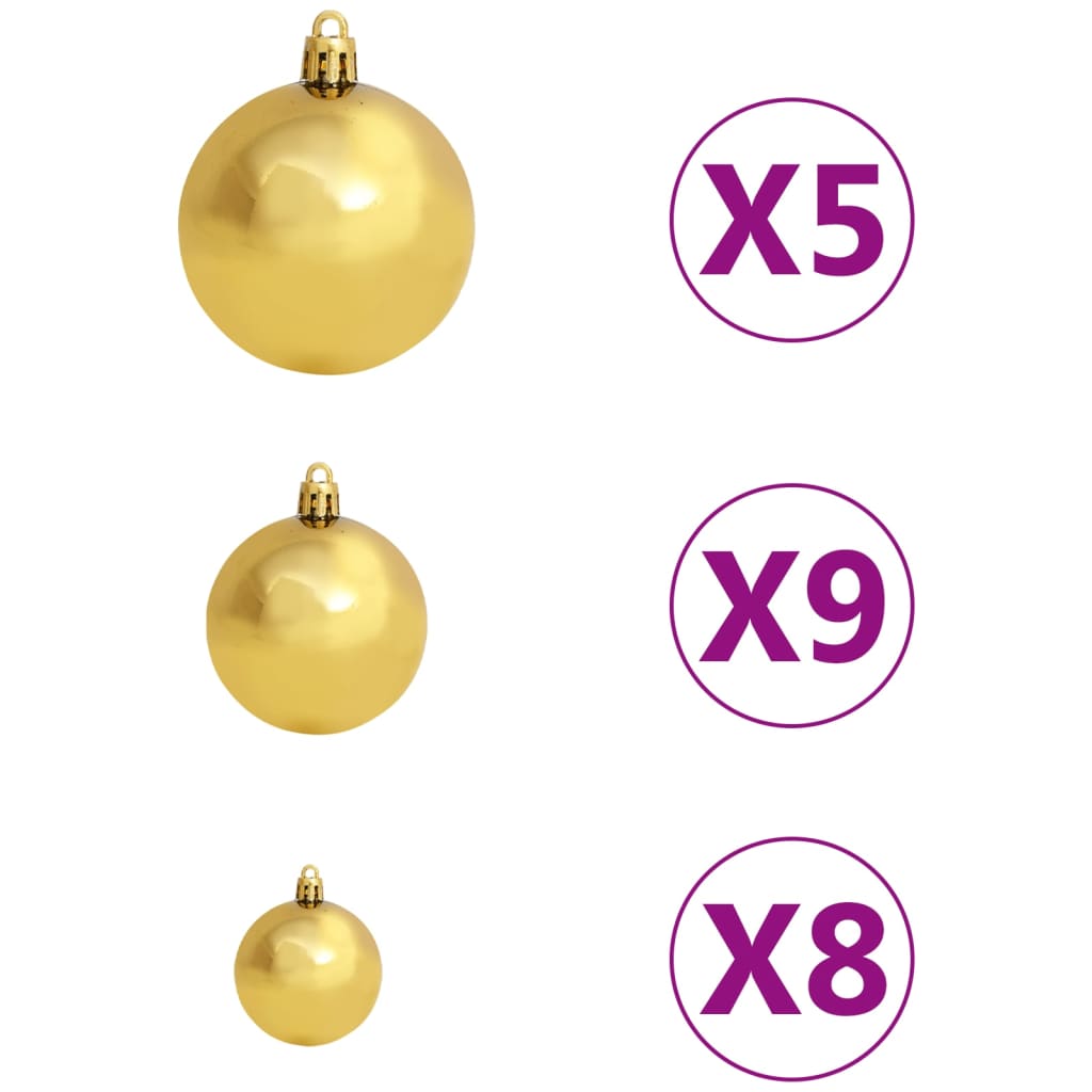 vidaXL Künstlicher Halb-Weihnachtsbaum Beleuchtung Kugeln Grün 120 cm