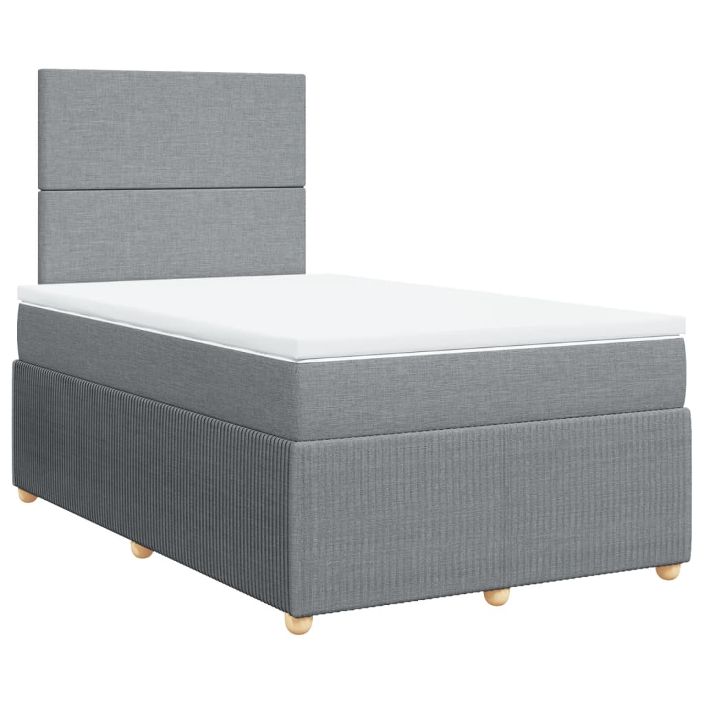 vidaXL Boxspringbett mit Matratze Hellgrau 120x200 cm Stoff