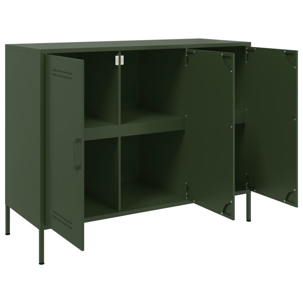 vidaXL Sideboard Olivgrün 100,5x39x79 cm Stahl