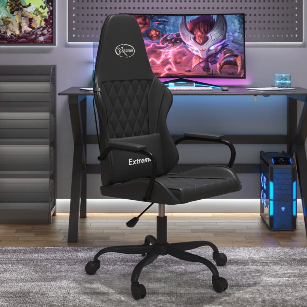 vidaXL Gaming-Stuhl mit Massagefunktion Schwarz Kunstleder