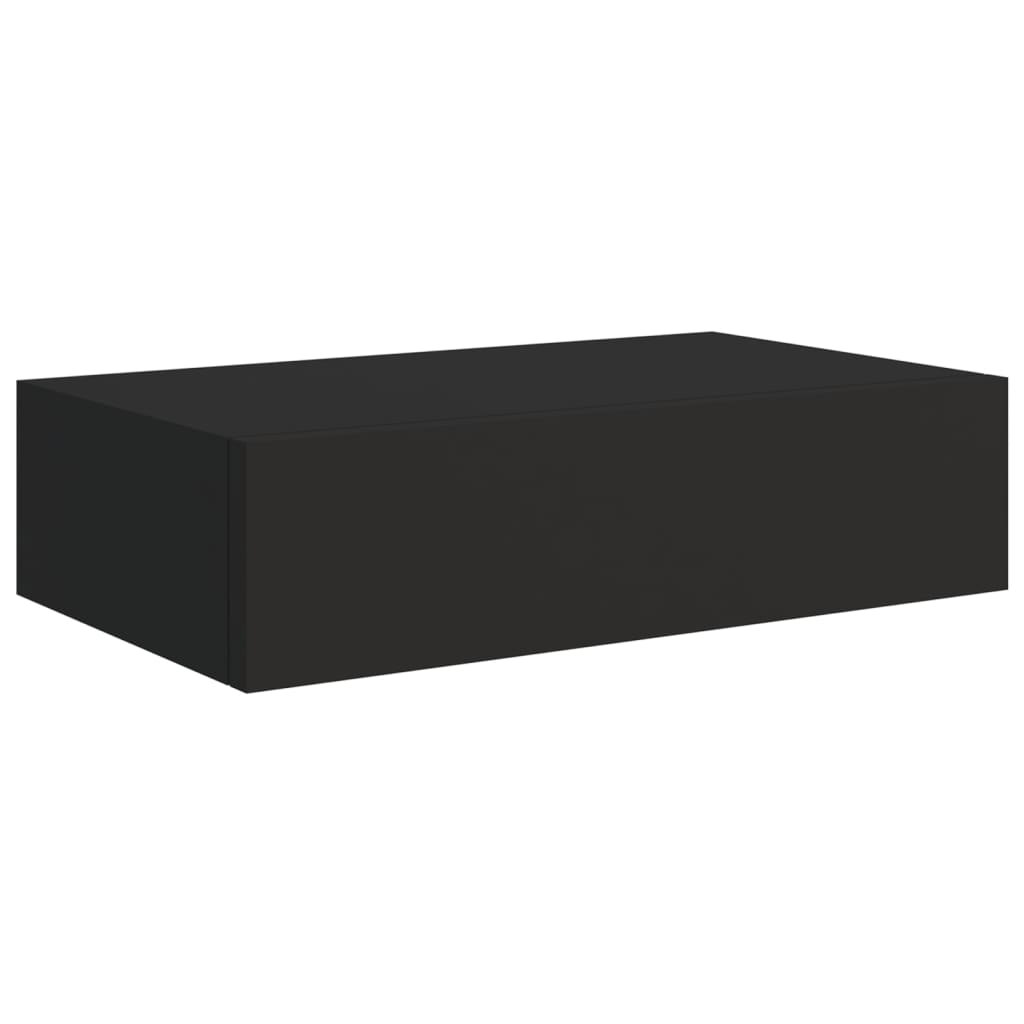 vidaXL Wandregale mit Schubladen 2 Stk. Schwarz 40x23,5x10 cm MDF