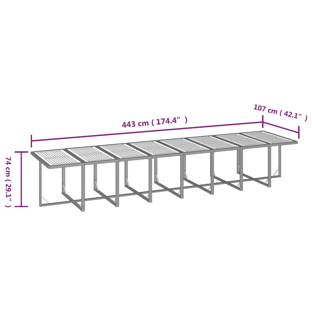 vidaXL 21-tlg. Garten-Essgruppe mit Kissen Schwarz Poly Rattan