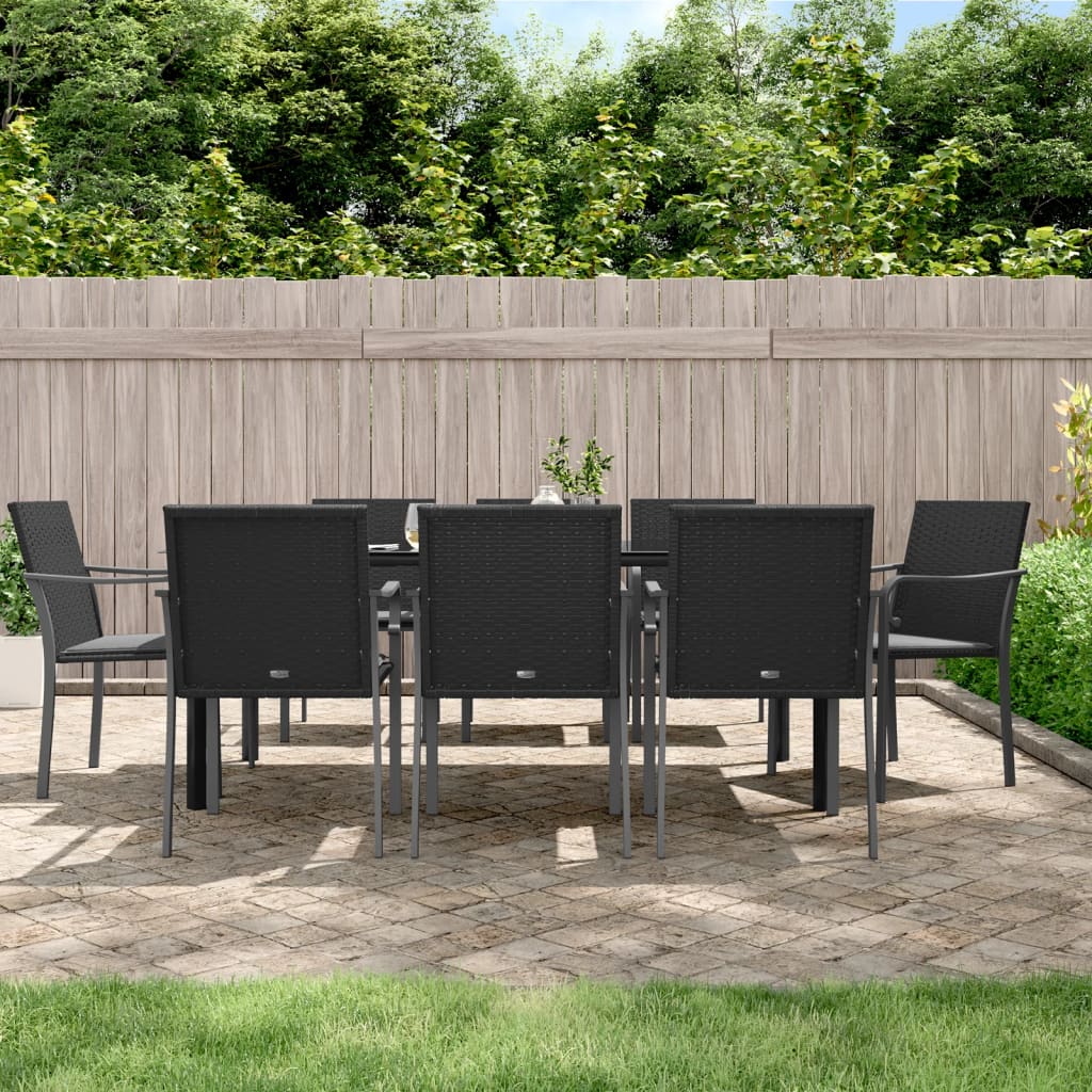 vidaXL 9-tlg. Garten-Essgruppe mit Kissen Poly Rattan und Stahl