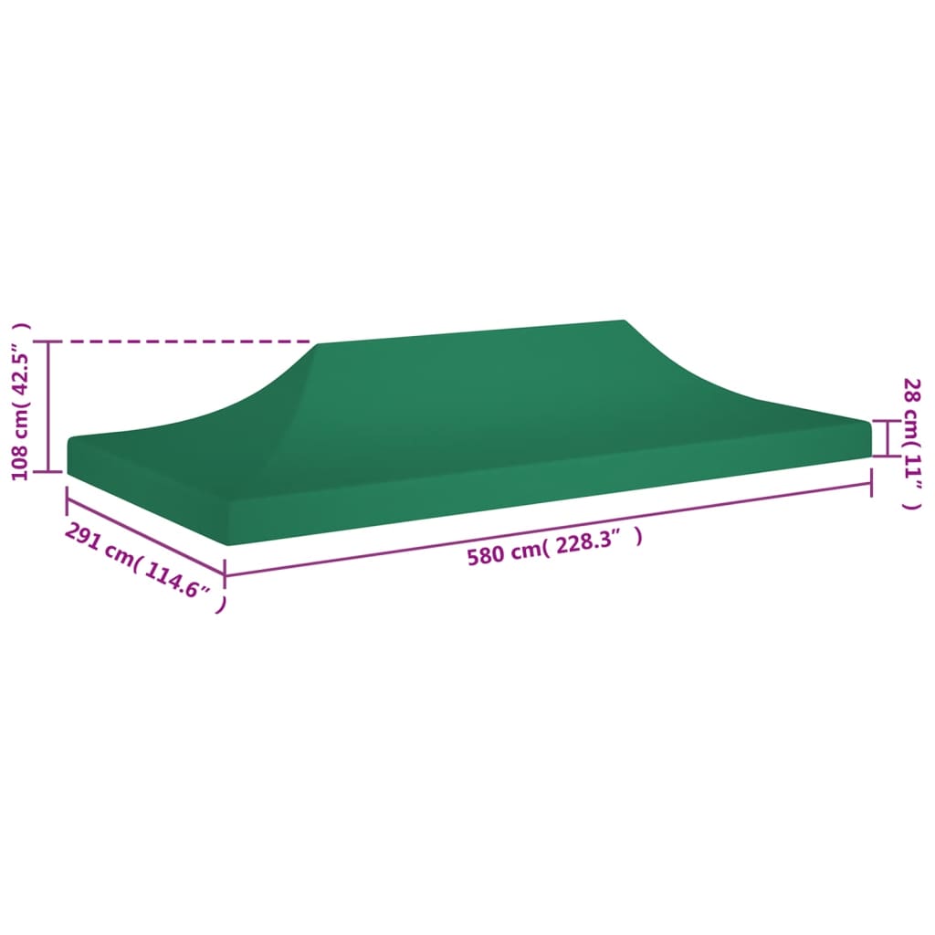 vidaXL Partyzelt-Dach 6x3 m Grün 270 g/m²