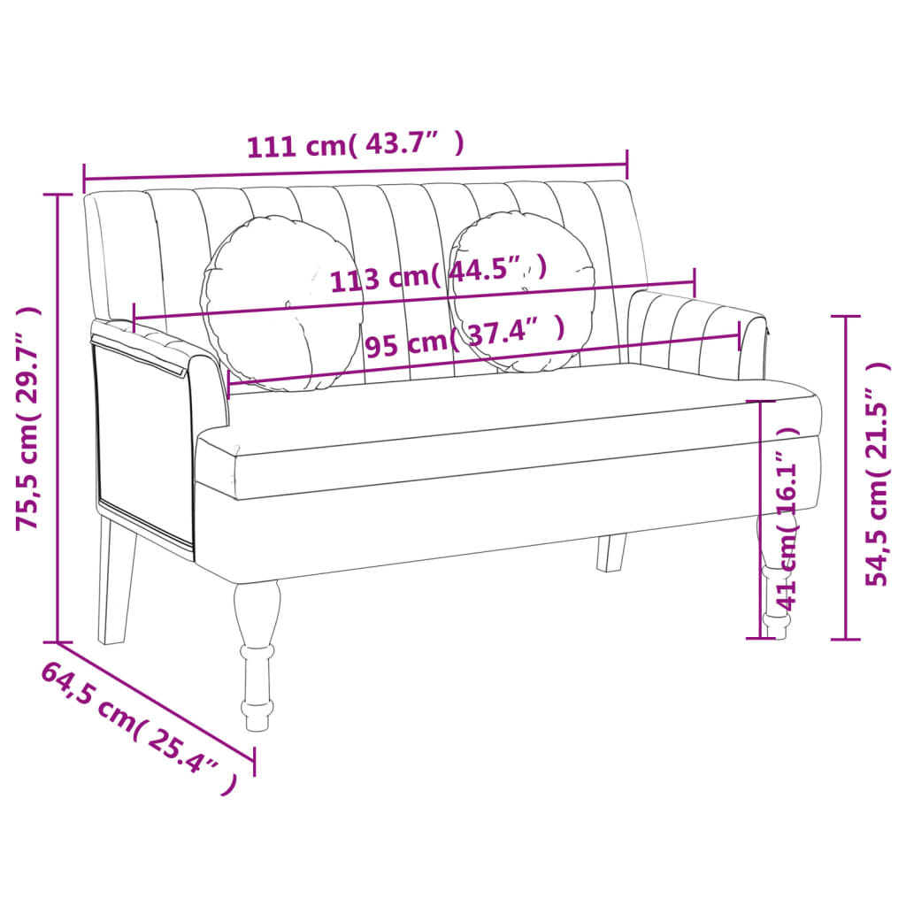 vidaXL Sitzbank mit Kissen Dunkelgrün 113x64,5x75,5 cm Stoff