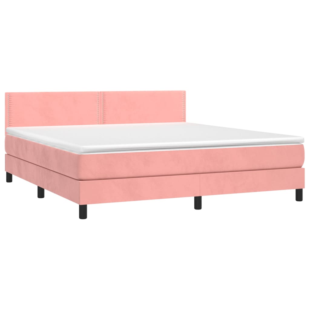 vidaXL Boxspringbett mit Matratze Rosa 180x200 cm Samt