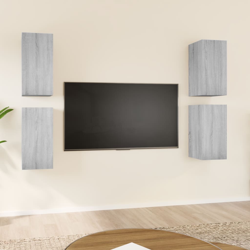 vidaXL TV-Schränke 4 Stk. Grau Sonoma 30,5x30x60 cm Holzwerkstoff