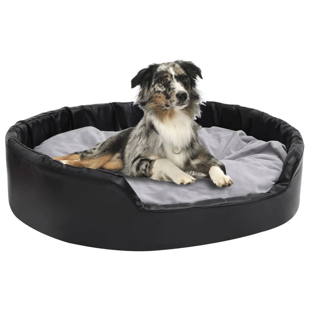 vidaXL Hundebett Schwarz-Grau 99x89x21 cm Plüsch und Kunstleder