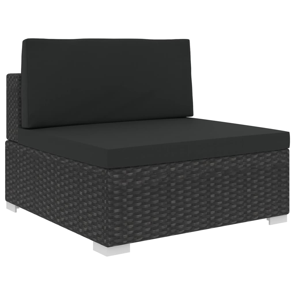 vidaXL 5-tlg. Garten-Lounge-Set mit Auflagen Poly Rattan Schwarz