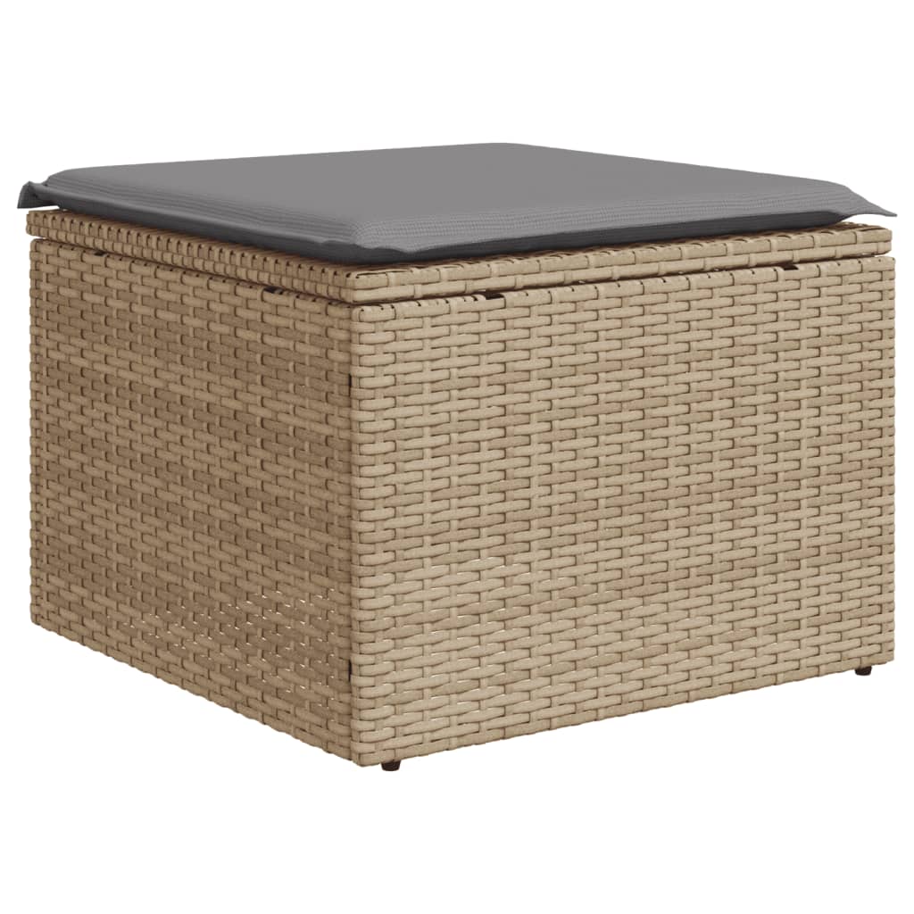 vidaXL 9-tlg. Garten-Sofagarnitur mit Kissen Beige Poly Rattan