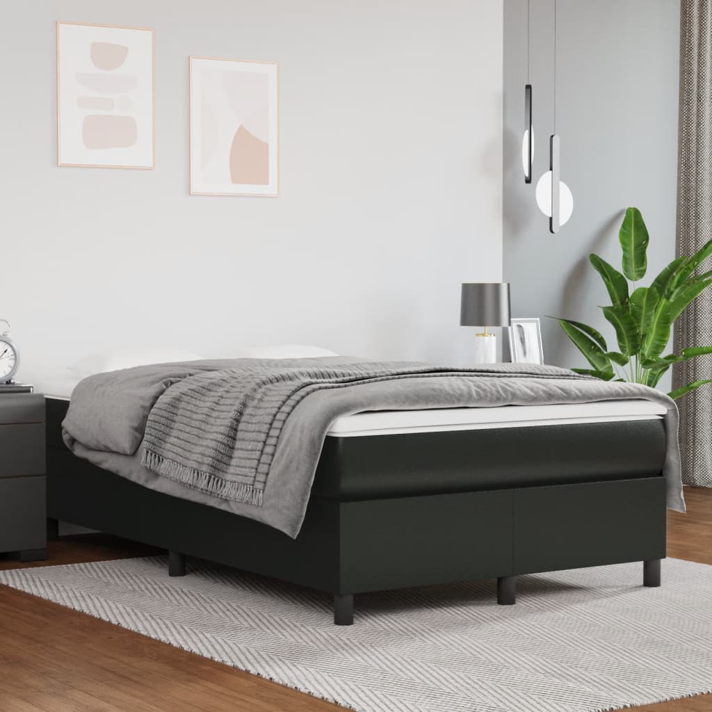 vidaXL Boxspringbett mit Matratze Schwarz 120x190 cm Kunstleder