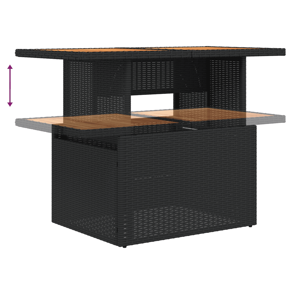 vidaXL 9-tlg. Garten-Sofagarnitur mit Kissen Schwarz Poly Rattan