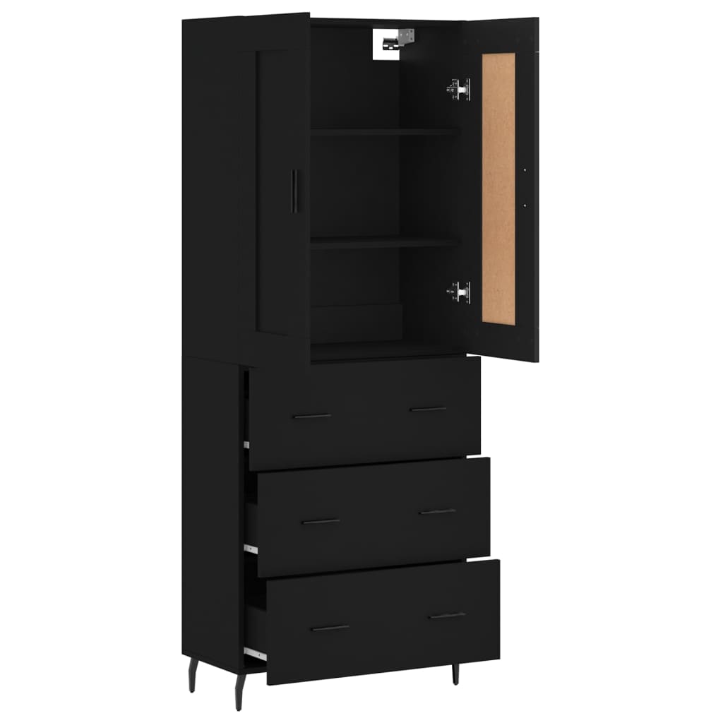 vidaXL Highboard Schwarz 69,5x34x180 cm Holzwerkstoff