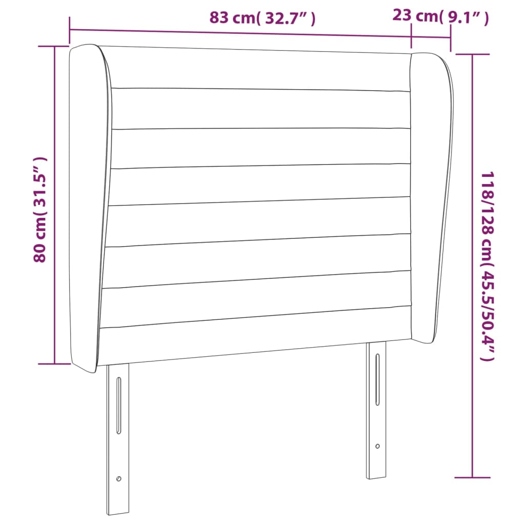 vidaXL Kopfteil mit Ohren Rosa 83x23x118/128 cm Samt