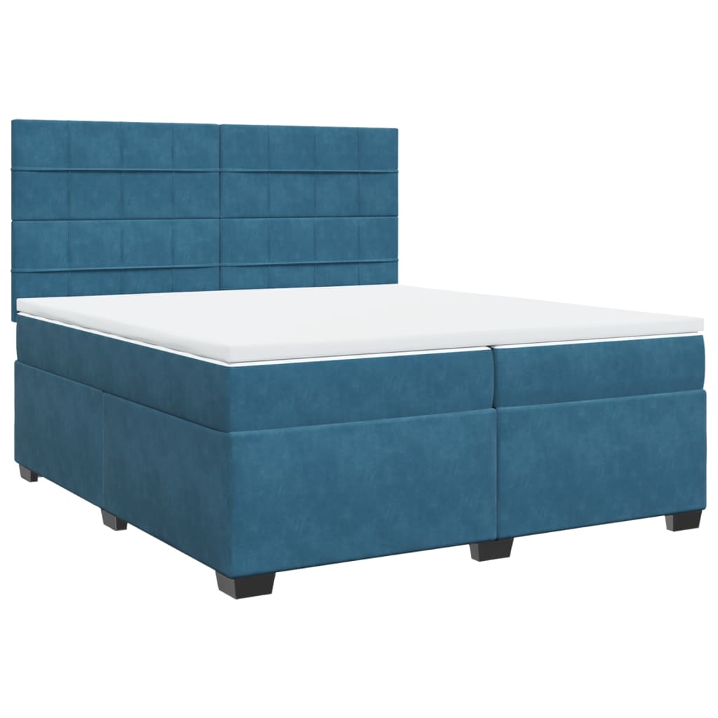 vidaXL Boxspringbett mit Matratze Blau 200x200 cm Samt