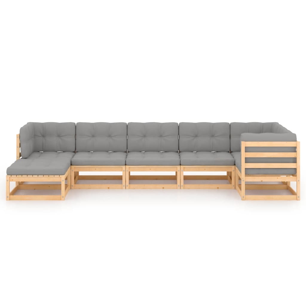 vidaXL 7-tlg. Garten-Lounge-Set mit Kissen Massivholz Kiefer