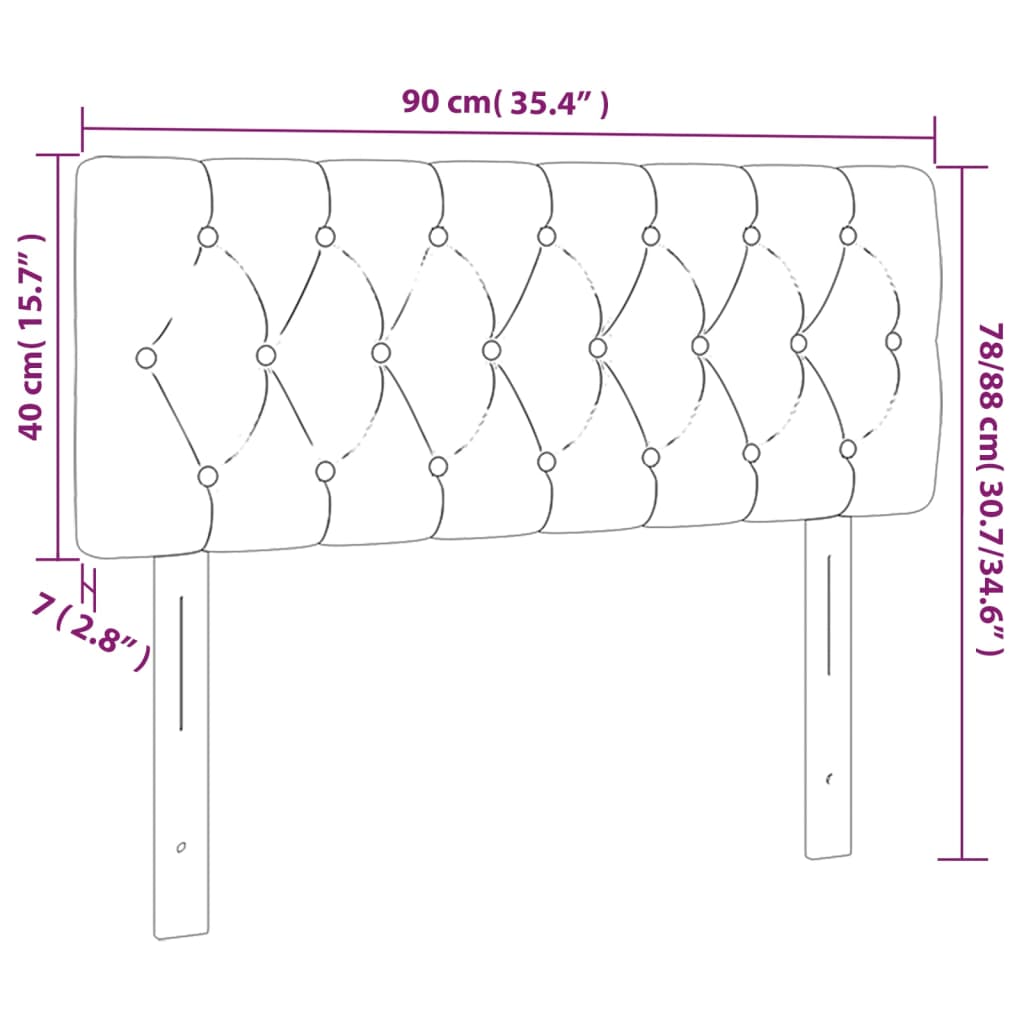 vidaXL LED Kopfteil Hellgrau 90x7x78/88 cm Samt