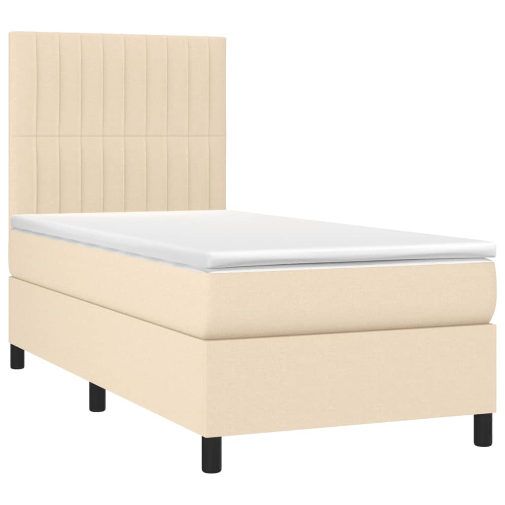 vidaXL Boxspringbett mit Matratze Creme 80x200 cm Stoff