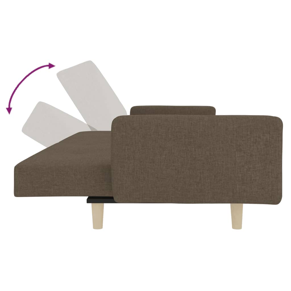 vidaXL Schlafsofa 2-Sitzer mit 2 Kissen Taupe Stoff