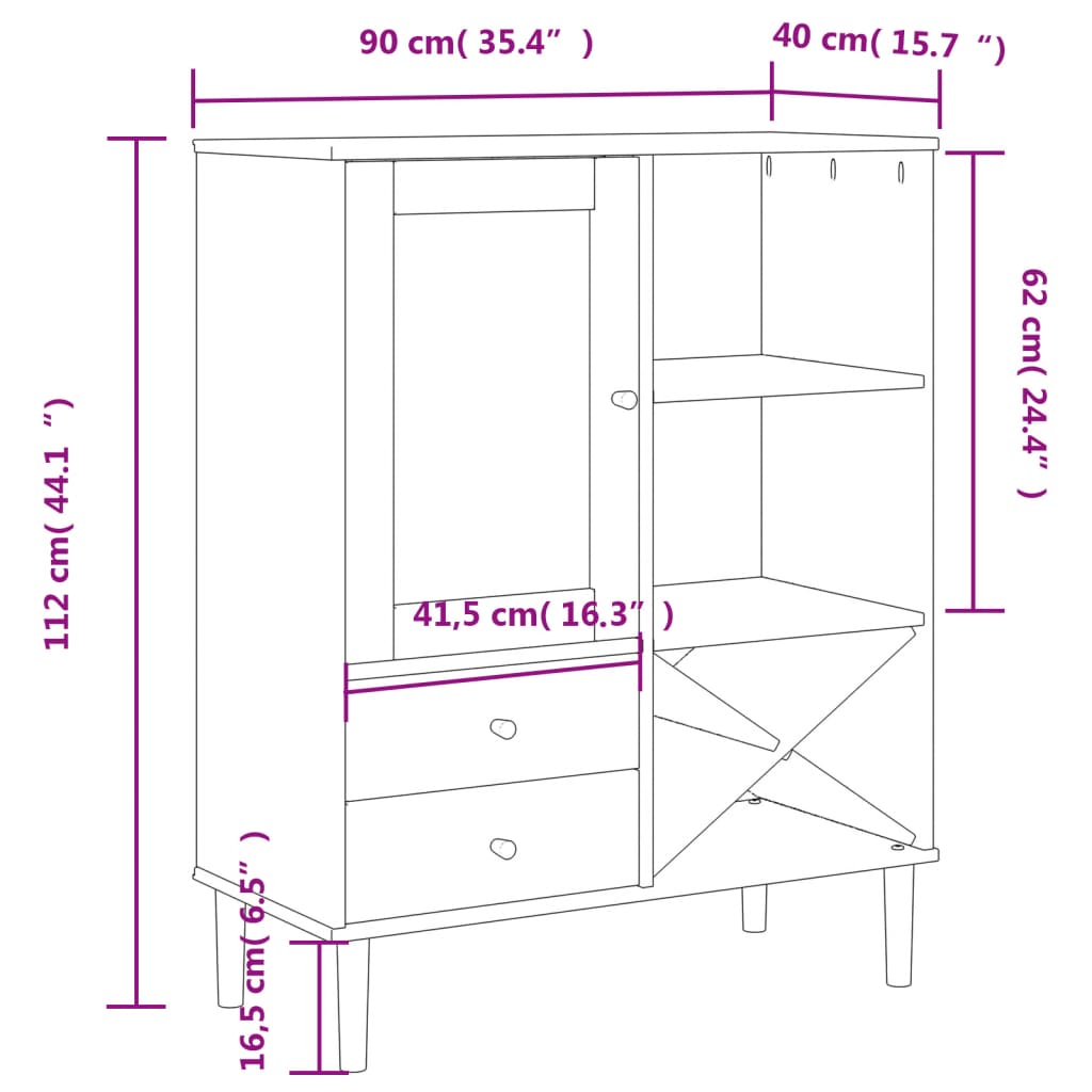 vidaXL Highboard SENJA Rattan-Optik Braun 90x40x112 cm Kiefernholz