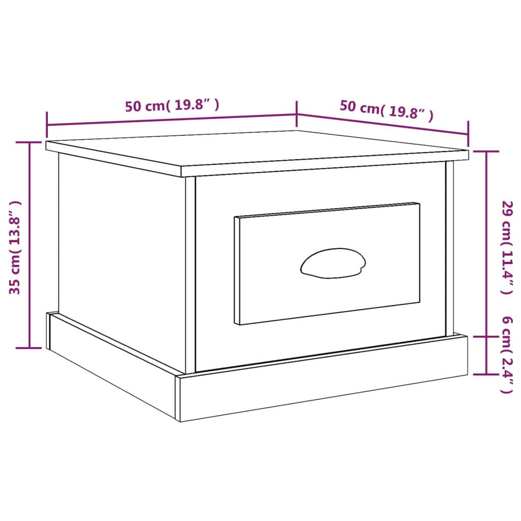 vidaXL Couchtisch Grau Sonoma 50x50x35 cm Holzwerkstoff