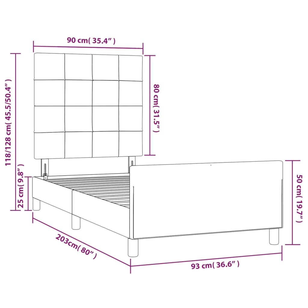 vidaXL Bettgestell mit Kopfteil Rosa 90x200 cm Samt