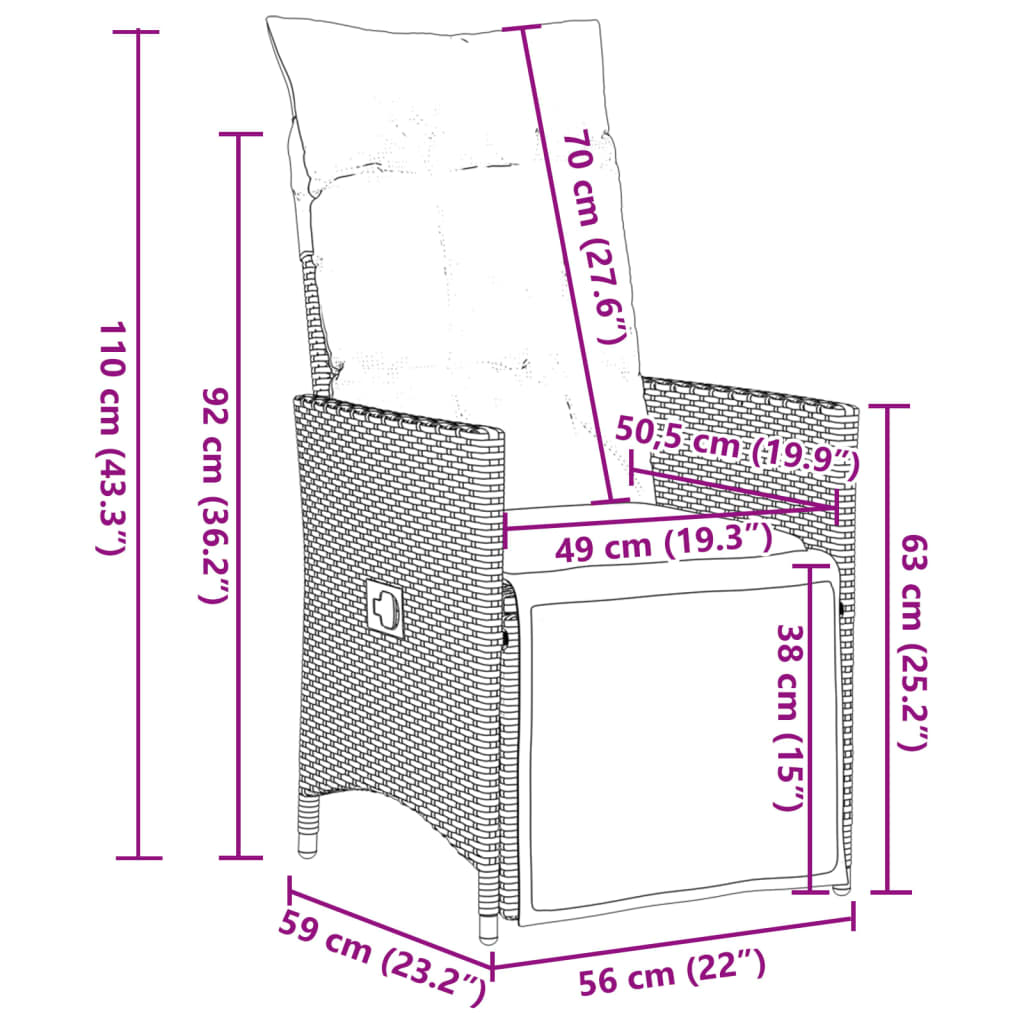 vidaXL 9-tlg. Garten-Essgruppe mit Kissen Schwarz Poly Rattan