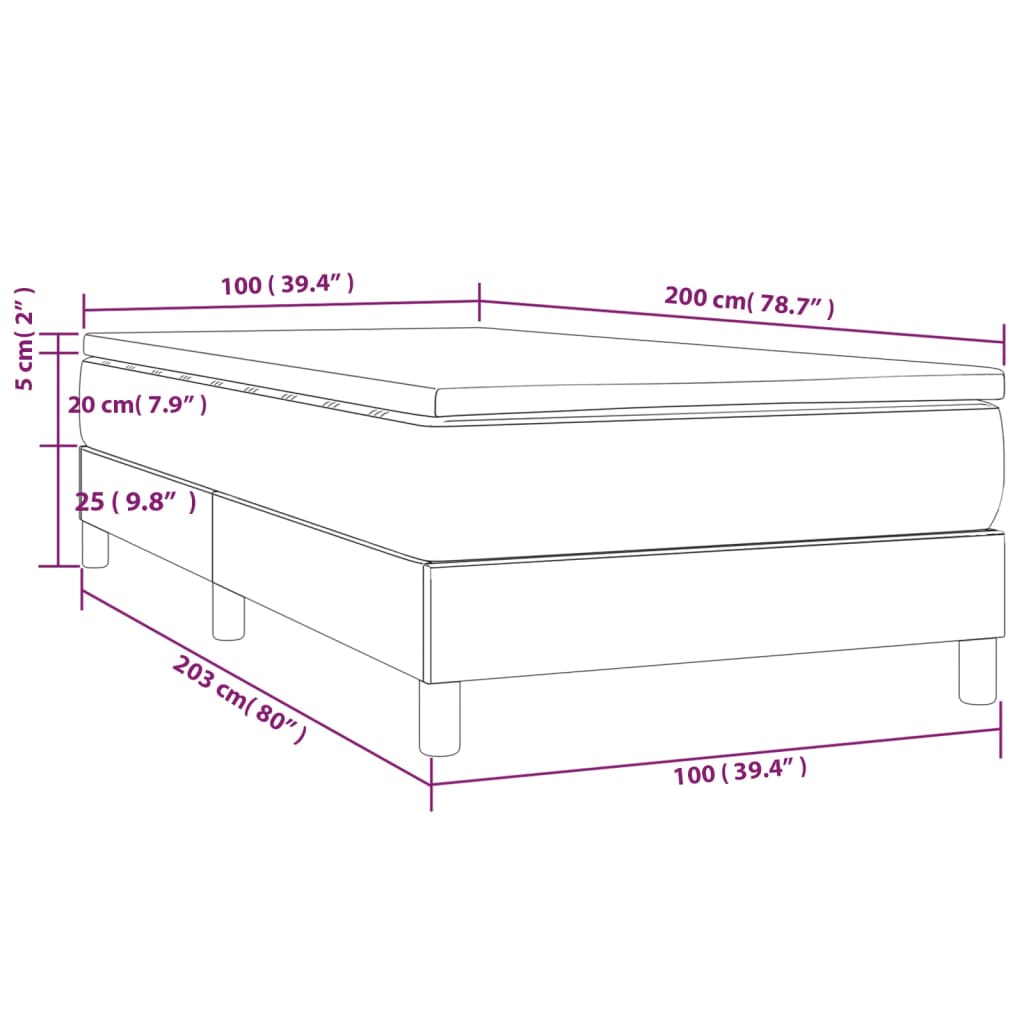 vidaXL Boxspringbett mit Matratze Creme 100x200 cm Stoff