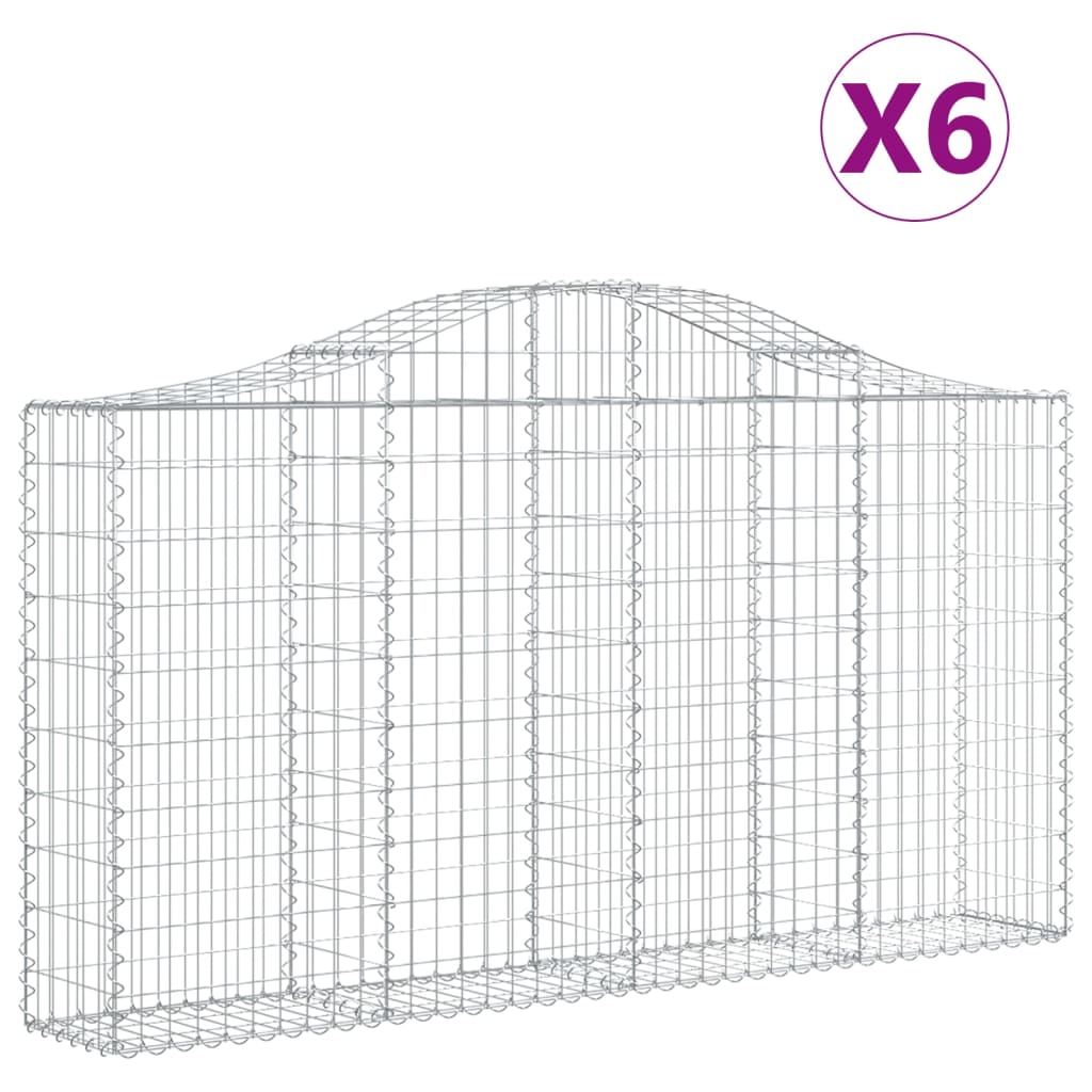 vidaXL Gabionen mit Hochbogen 6 Stk. 200x30x100/120cm Verzinktes Eisen