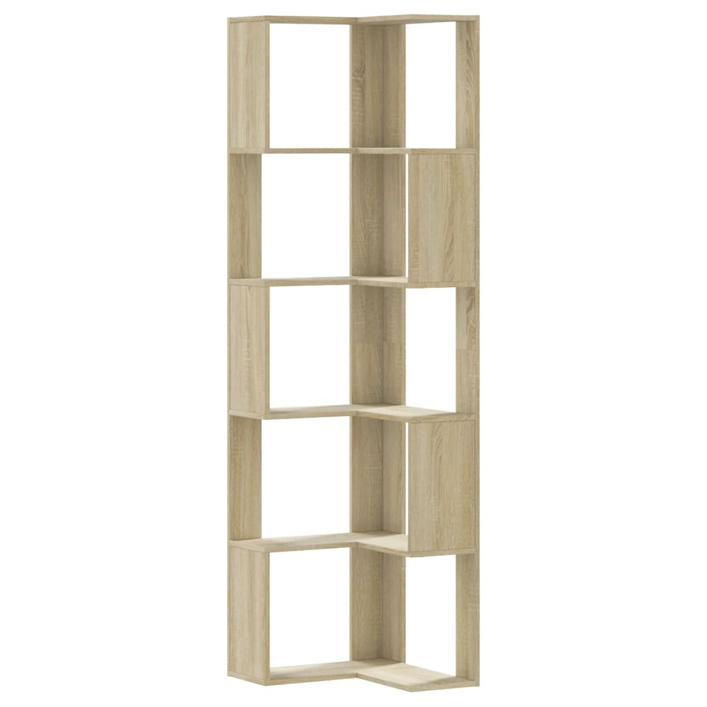 vidaXL Eck-Bücherregal 5 Böden Sonoma-Eiche 50x50x179 cm Holzwerkstoff