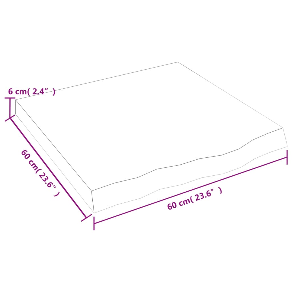 vidaXL Tischplatte 60x60x(2-6) cm Massivholz Eiche Unbehandelt