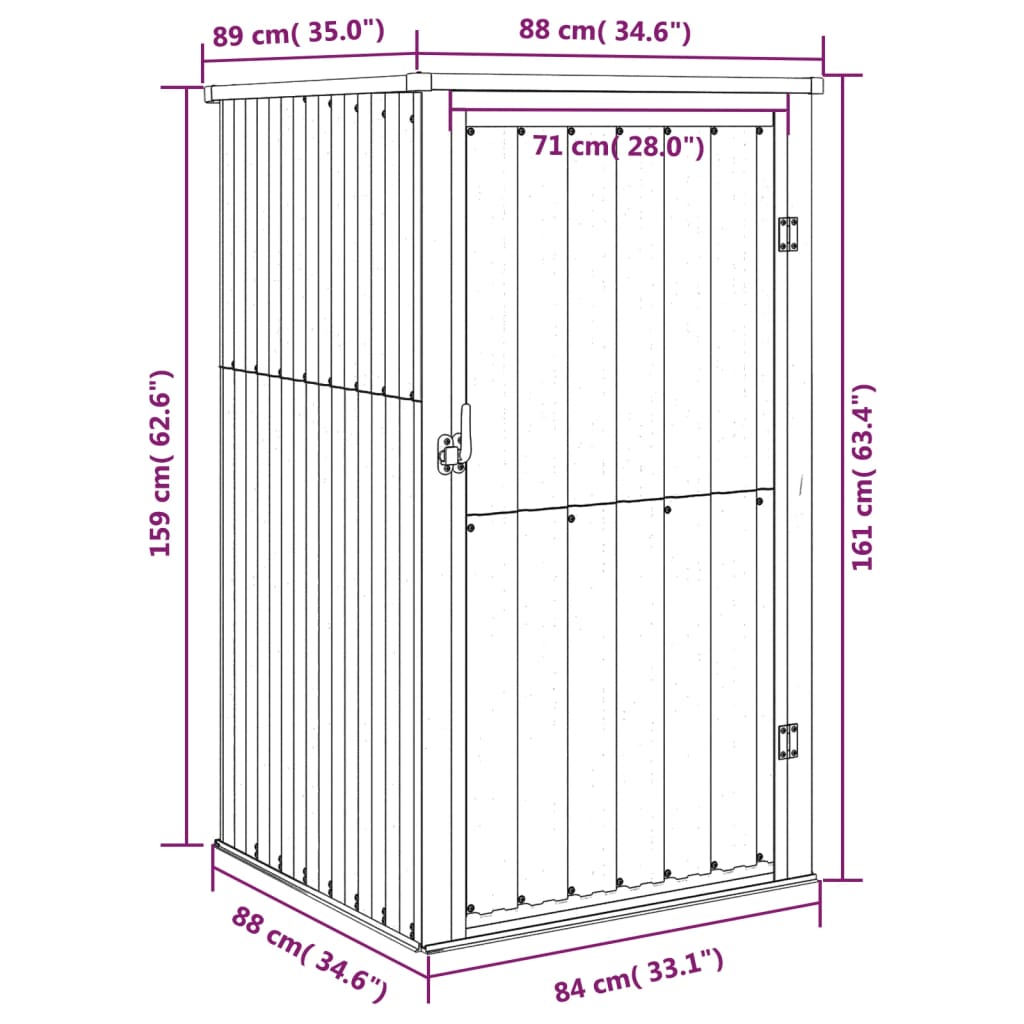 vidaXL Gerätehaus Anthrazit 88x89x161 cm Verzinkter Stahl