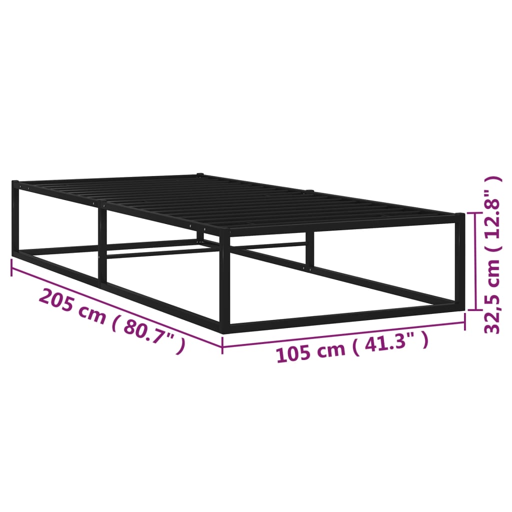 vidaXL Bettgestell Schwarz Metall 100x200 cm