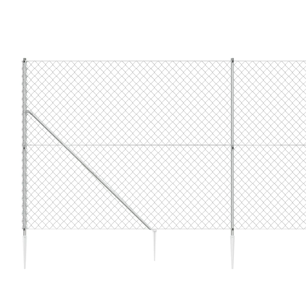 vidaXL Maschendrahtzaun mit Bodenhülsen Silbern 1,4x10 m