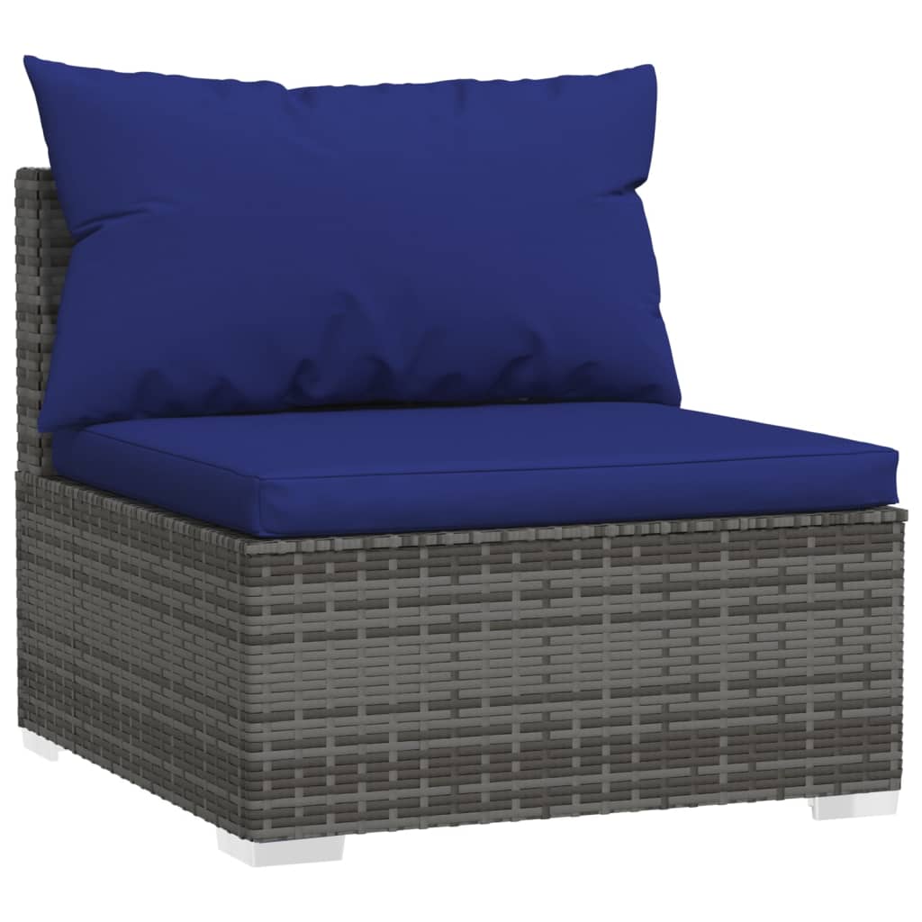 vidaXL 7-tlg. Garten-Lounge-Set mit Kissen Poly Rattan Grau