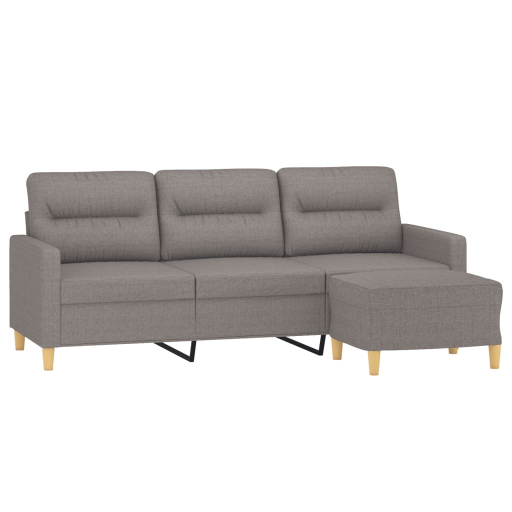 vidaXL 3-Sitzer-Sofa mit Hocker Taupe 180 cm Stoff