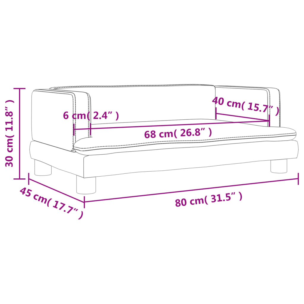 vidaXL Kindersofa Schwarz 80x45x30 cm Samt