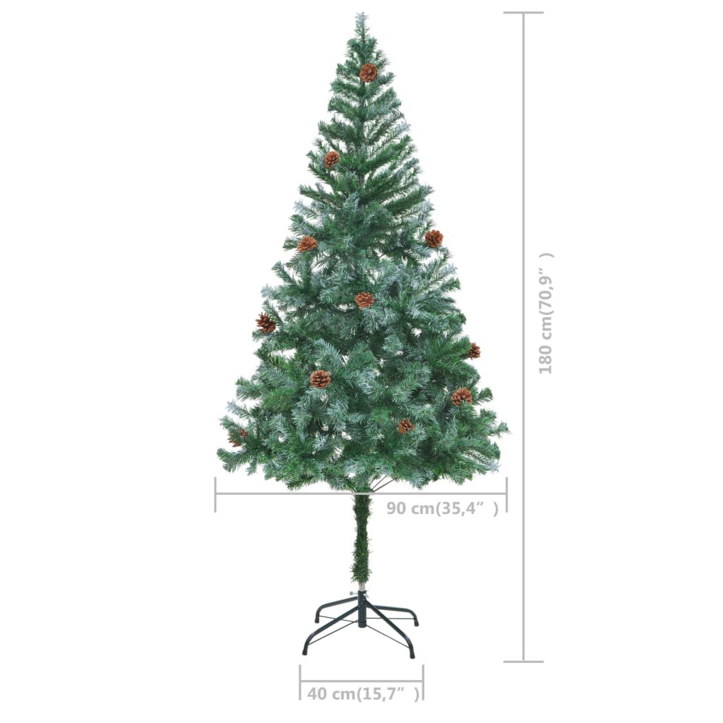 vidaXL Künstlicher Weihnachtsbaum mit Beleuchtung Kugeln Zapfen 180 cm