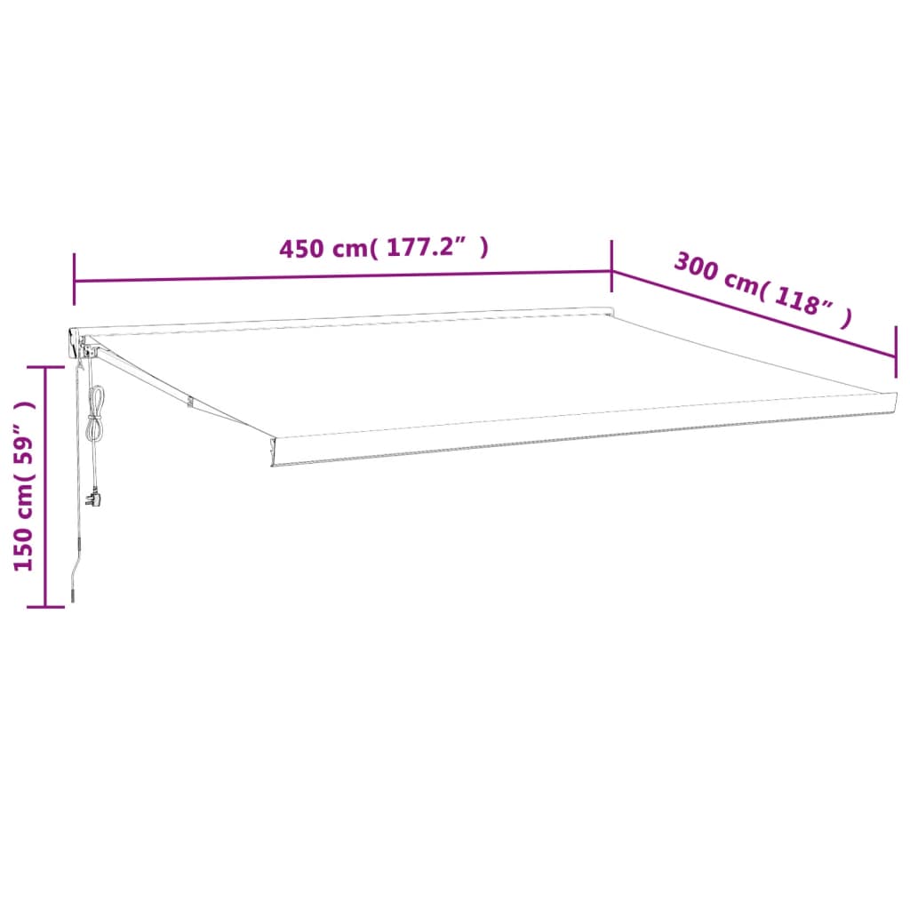 vidaXL Markise Einziehbar Anthrazit 4,5x3 m Stoff und Aluminium