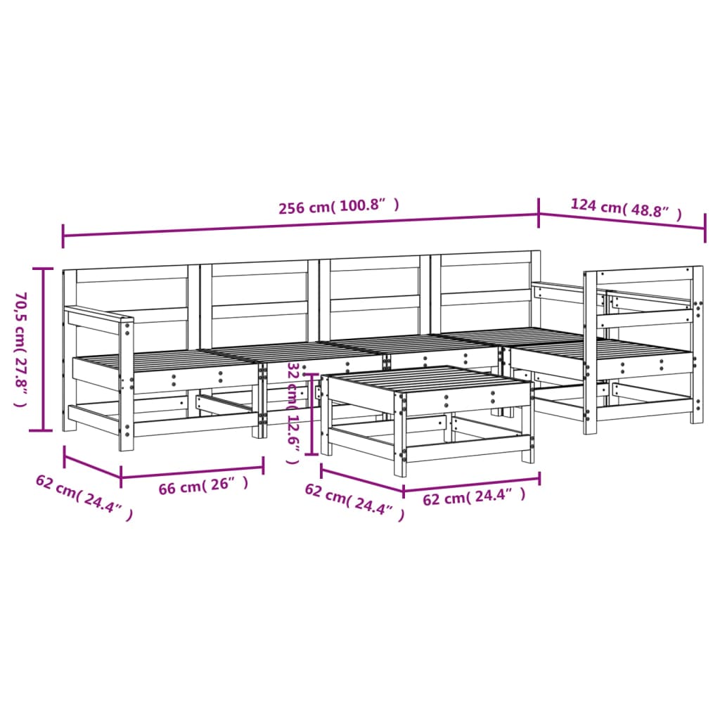 vidaXL 6-tlg. Garten-Lounge-Set Imprägniertes Kiefernholz