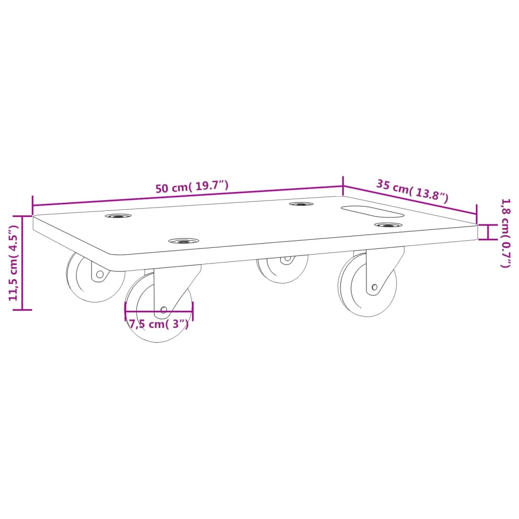 vidaXL Transportroller 2 Stk. Rechteckig 50x35x11,5 cm 250 kg